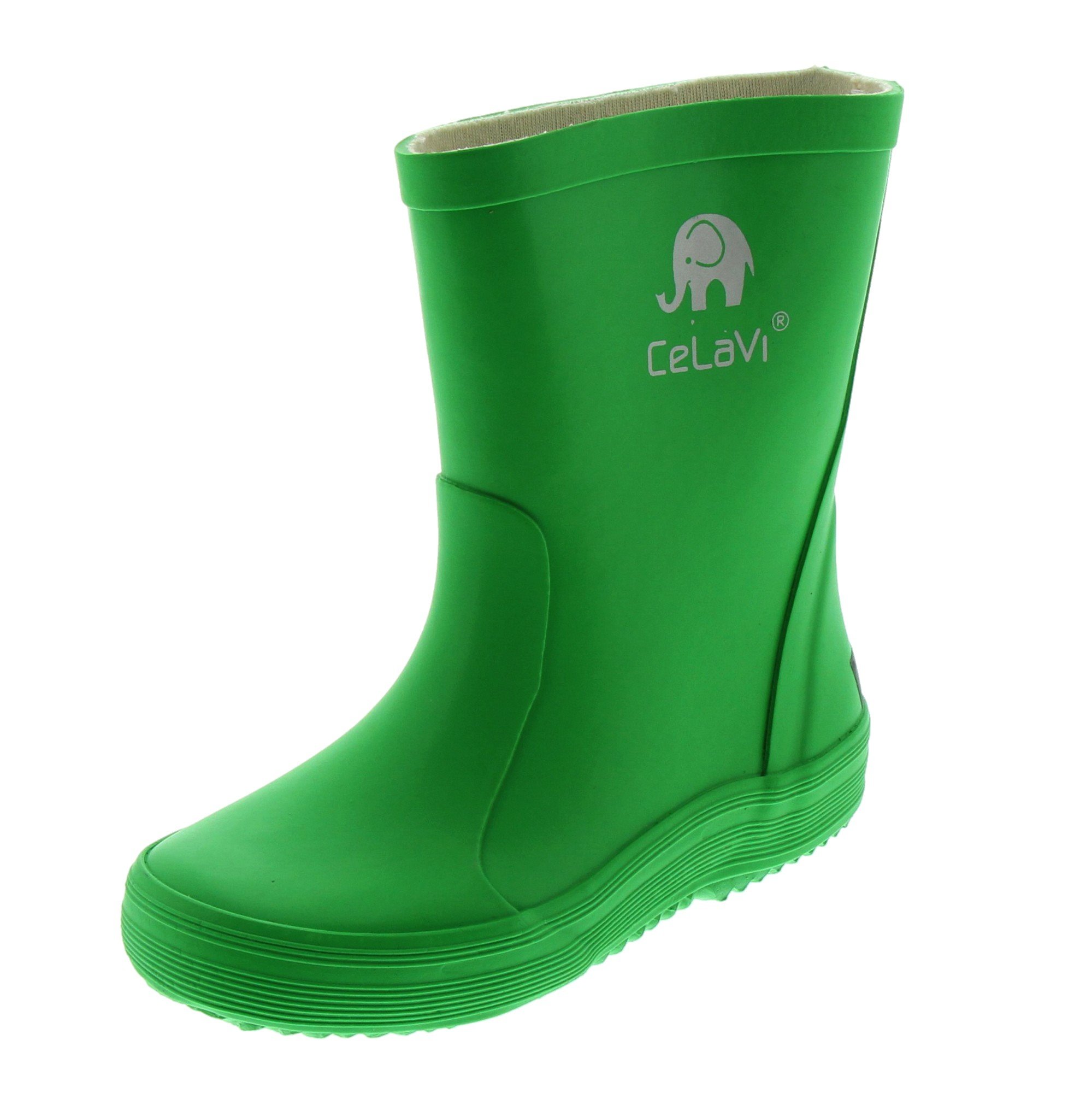 Celavi Kinder Unisex Wasserdichte Gummistiefel, 100% Naturkautschuk Regenstiefel, Größe: 24, Farbe: Grün, 1147