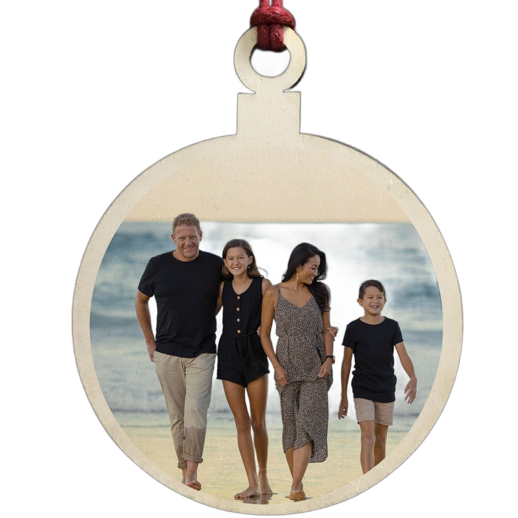 Red Ocean Personalised Custom Photo Wooden Hanging Bauble Christmas Tree Decoration Family Bauble Keepsake Gifts