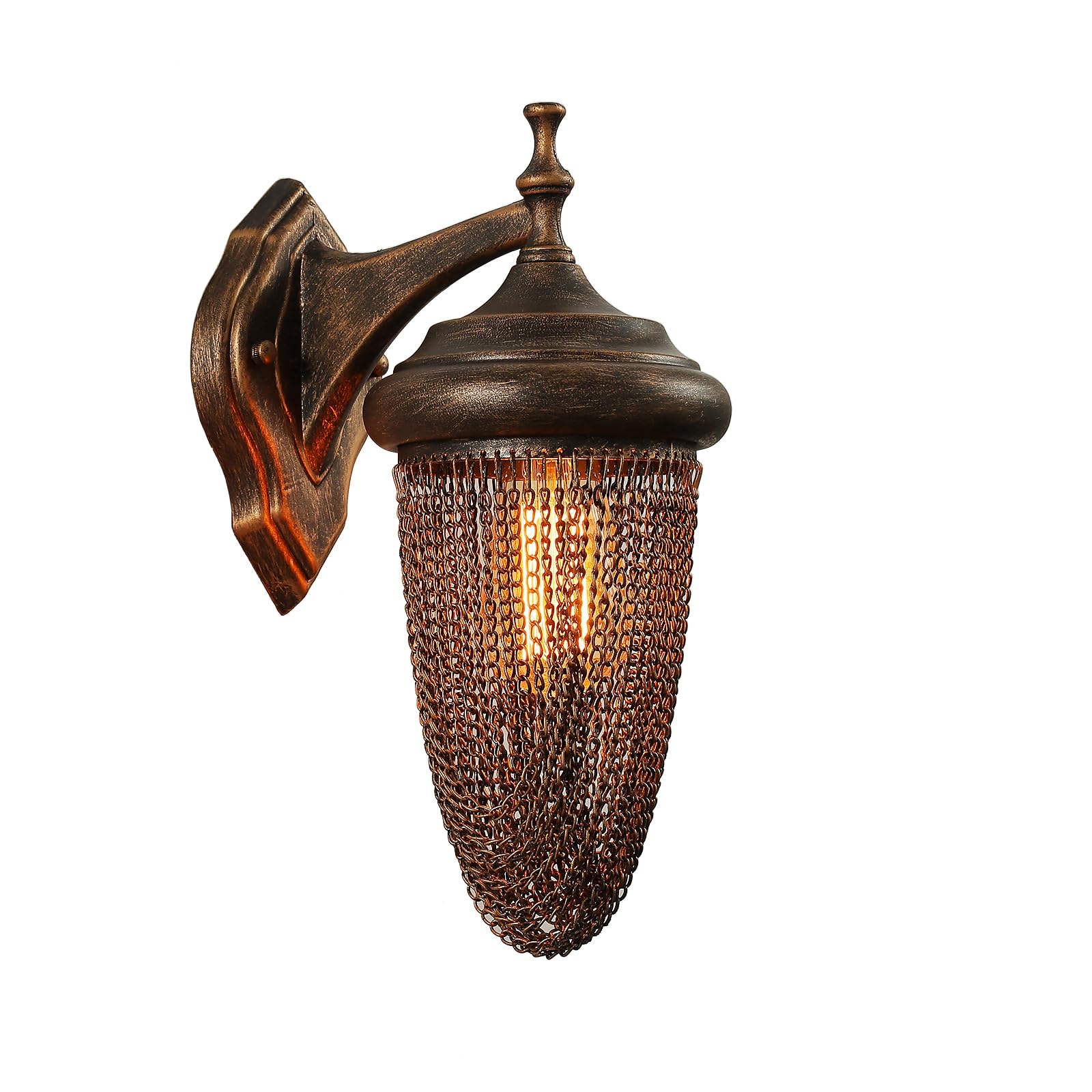 Applique murale rustique en ambre - Bronze brossé rétro - Lampe industrielle vintage - Applique murale pour porche, chambre à coucher, salon (sans ampoule)