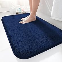 Bath Mat 50 x 80 cm Non Slip Soft and Water Absorbent Microfiber Bath Mat Machine Washable Bath Mat for Tub, Shower and Bath (Navy)