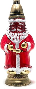 AM Decor Santa Cemetery Memorial Candle Holder | Gravesite Remembrance Decoration | Glass Lantern European Style Vigil Light Red, 14 Inches Tall