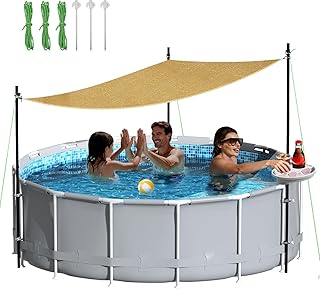 Above Ground Pool Canopy Sunshade Set with Storage Tray - Pool Shade Sai...