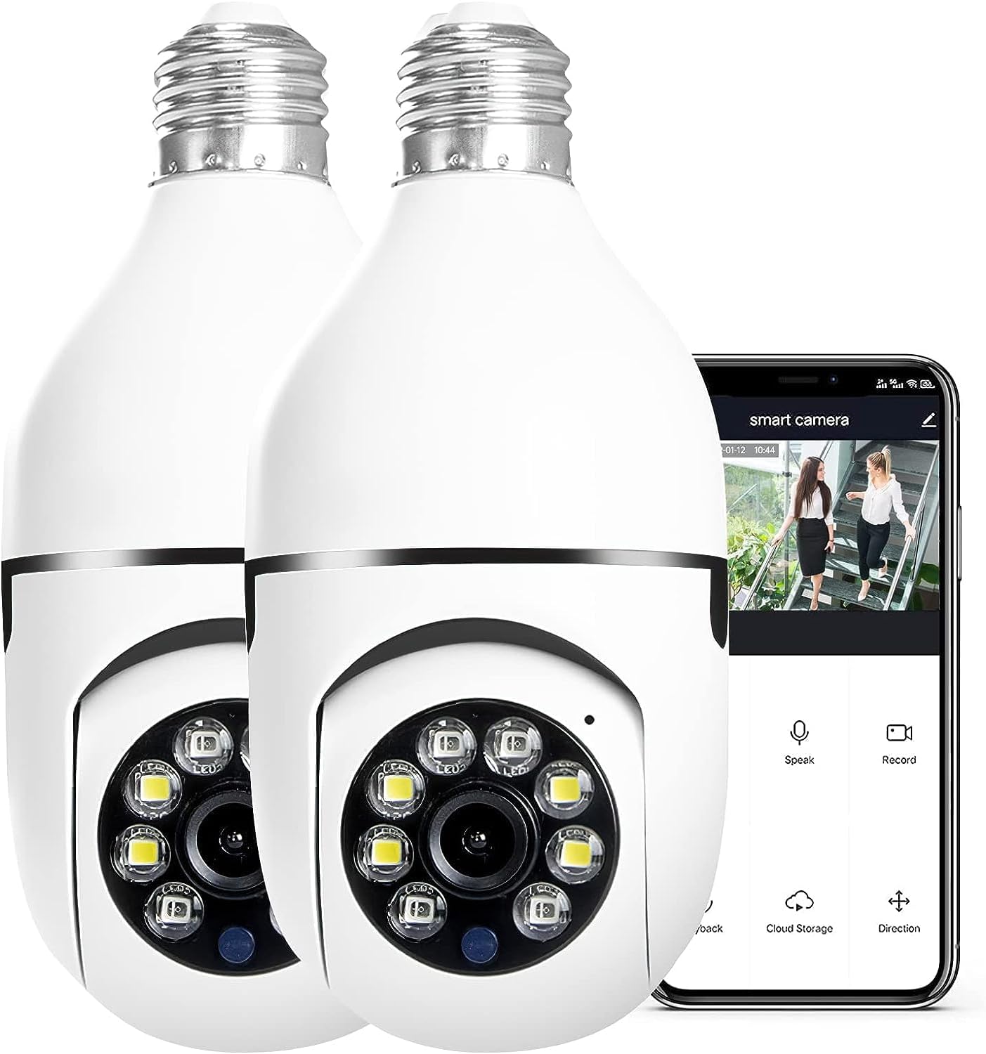 1080P Wireless Tovnet Wifi Pan/Tilt Light Bulb Security Camera, 360 Degrees 3.0MP Cam Home Surveillance CCTV Panoramic IP Camera, with Night Vision, Two Way Audio, Smart Motion Detection
