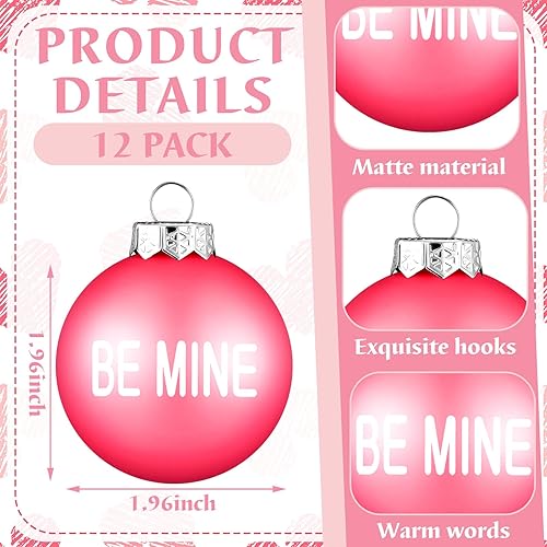 Vista 5 de 12 adornos de bolas para el día de San Valentín para árbol de San Valentín, decoraciones colgantes de árbol de San Valentín, bolas de plástico