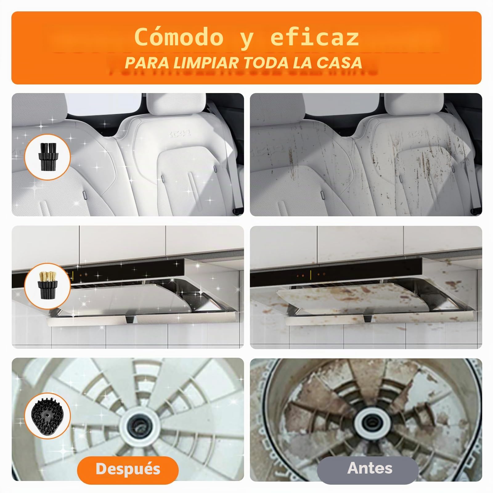 Limpiador a Vapor, 2500W Vaporeta Limpieza Hogar, Steam Cleaner Portátil, Vaporeta Portátil, Máquina de Limpieza a Vapor de Alta Temperatura, Vaporeta de Mano para Cocina, Baño, Coche, Piso - Blanco
