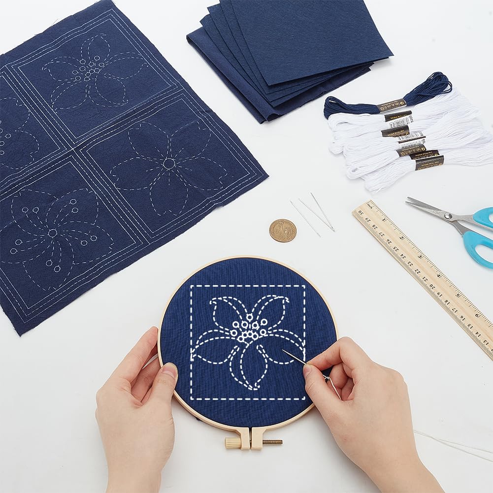 Sashiko Coasters DIY Kit - Cherry Blossom Embroidery -5