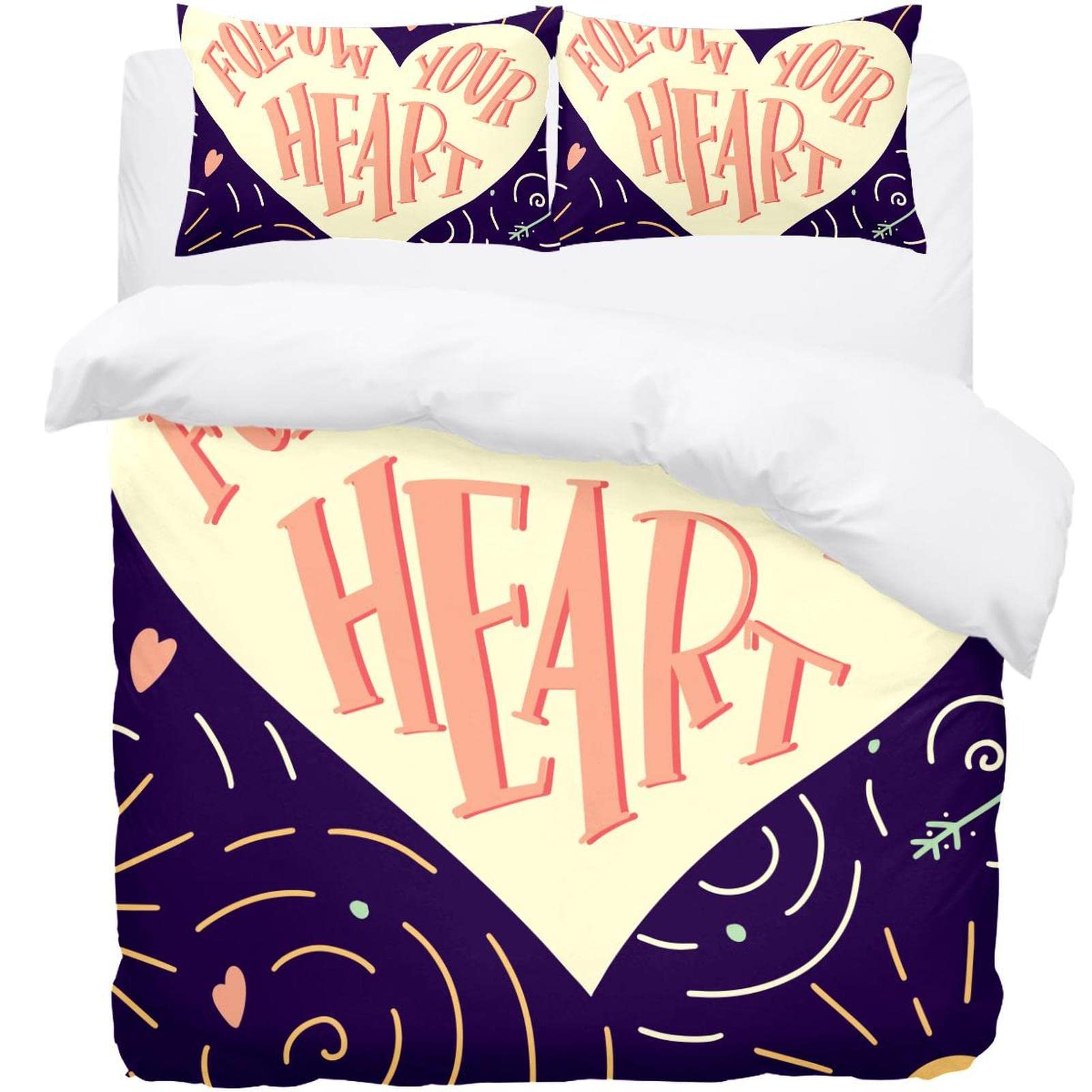 Housse de couette douce Follow Your Heart pour des nuits sereines dans votre chambre à coucher