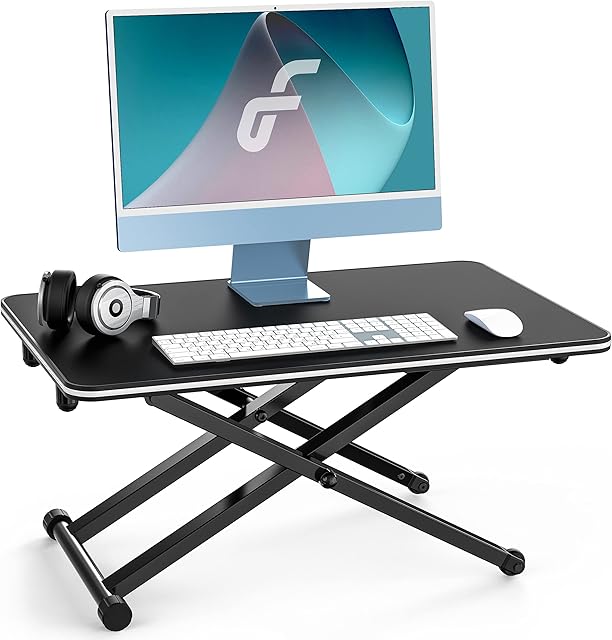 Fenge Standing Desk for Laptop 65×40cm Desktop Sit to Stand Up Desk Conventer Portable Height Adjustable Desk Riser, Black