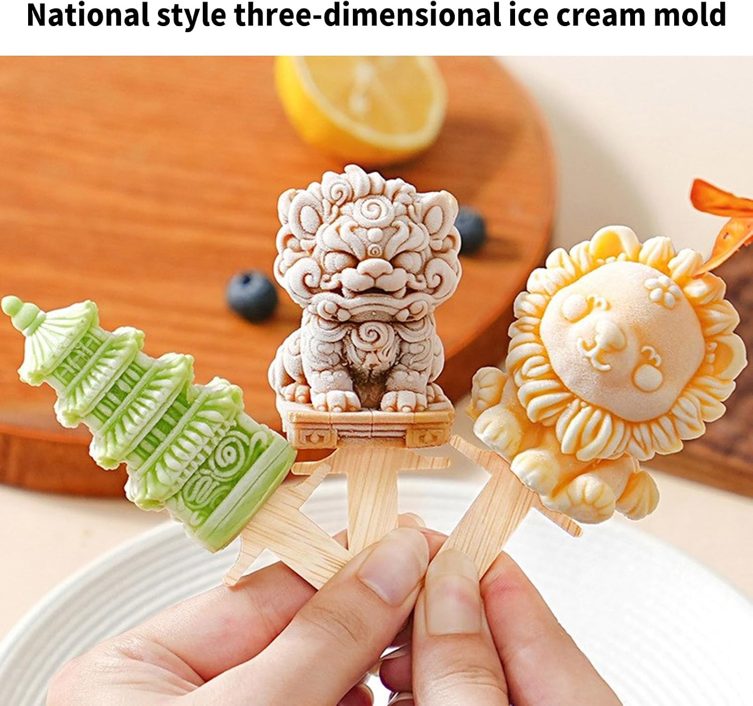 Chinese Styles Silicone Popsicles Artistic 3D Silicone Ice Cream Easy Demold Chinese Pattern Popsicles Theme Party Supplies
