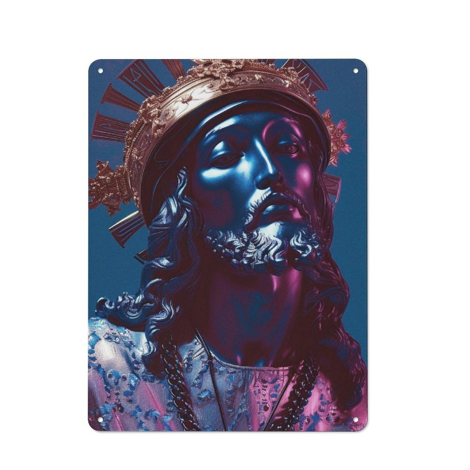 Junmoney Religion Poster 5 Retro Metal Sign 40X30cm, Distressed Look Retro Room Decor For Living Room, Hallway, Kitchen Or Cafe