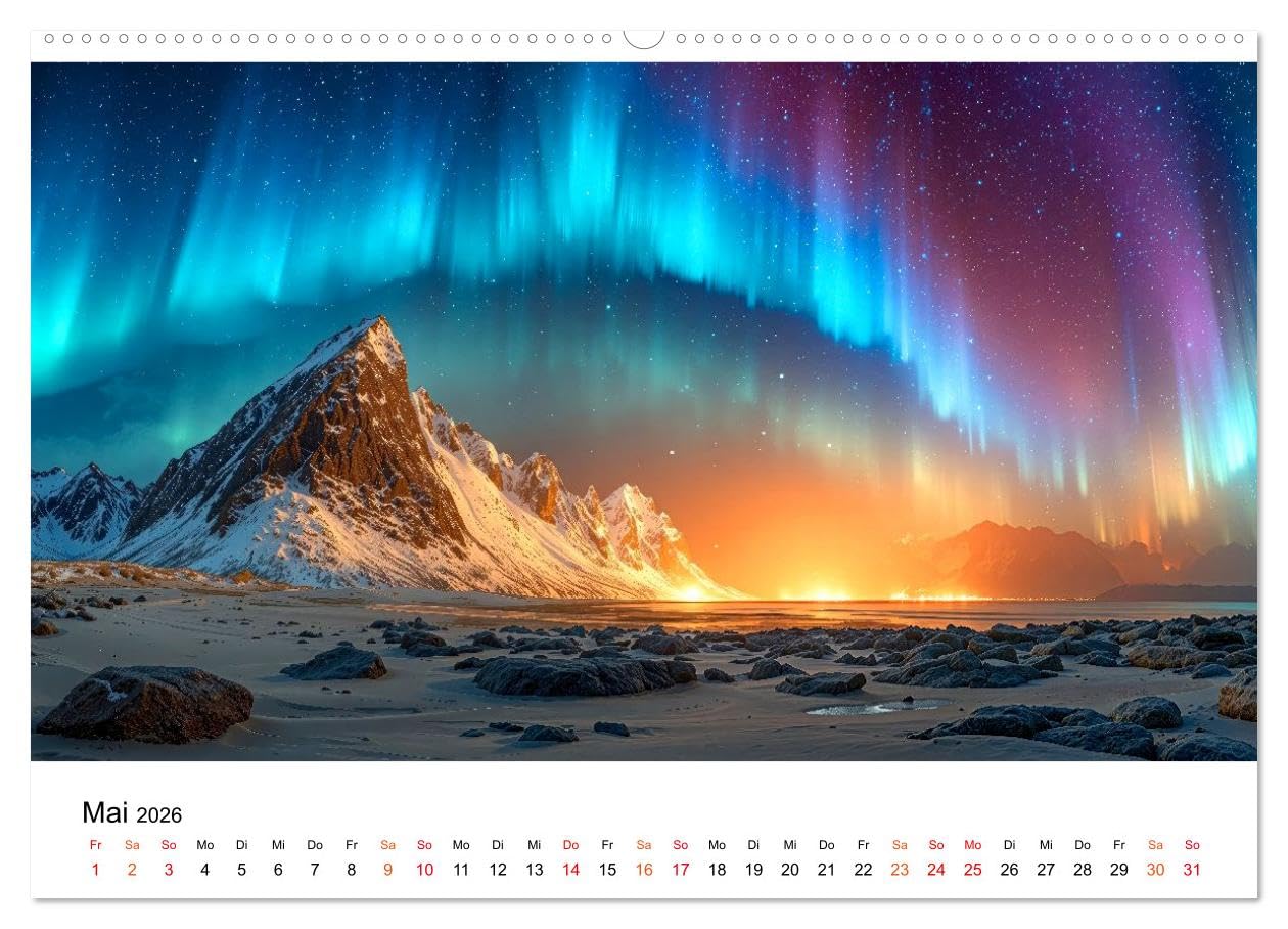Aurora Borealis - Polarlicht Nordlicht (hochwertiger Premium Wandkalender 2026 DIN A2 quer), Kunstdruck in Hochglanz: Momente, in denen Himmel und Erde miteinander tanzen. (CALVENDO Natur)