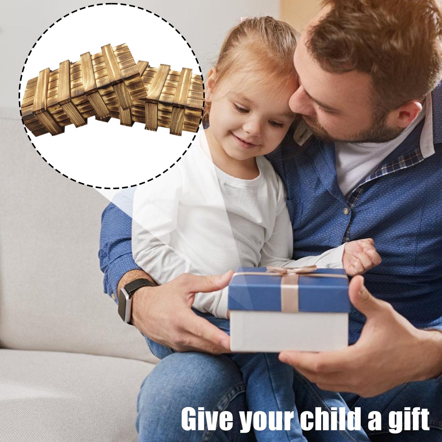 Confezione regalo in legno Nizirioo, 2 pezzi, scatola regalo magica per regali in denaro, con 2 scomparti sicuri, grande enigma per regali in denaro, buoni, gioielli, gioco d'azzardo