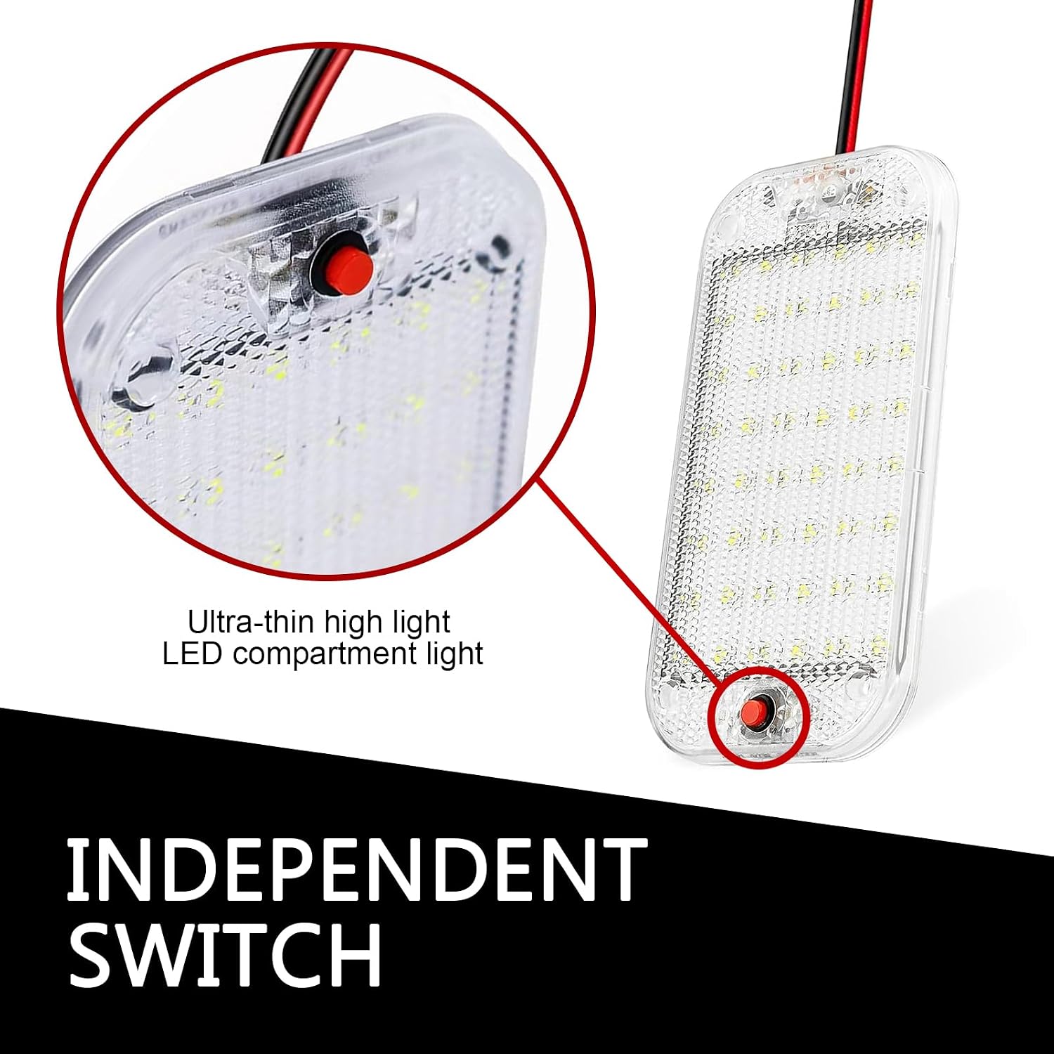 2 PCS LED Dome Light, 48LED 800 Lumens Bright 12 Volts RV Interior Lighting, Waterproof PC Vehicle Interior Ceiling Light, Universal for RV Car Van Truck Camper Lorry Boat (Rounded Corners)