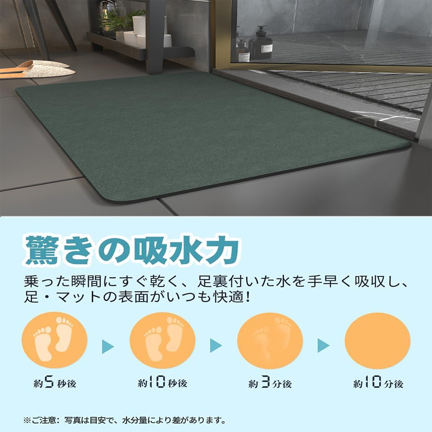 Amazon | Pracfalt バスマット 珪藻土 速乾 抗菌 40×60cm お風呂 足