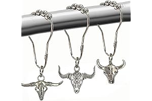 Highland Cow Shower Curtain Hooks: Rustic Western Bathroom Decor