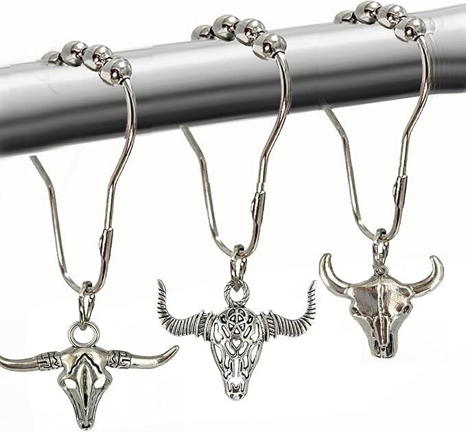 Cow Shower Curtain Hooks, Western Cowboy Shower Curtain