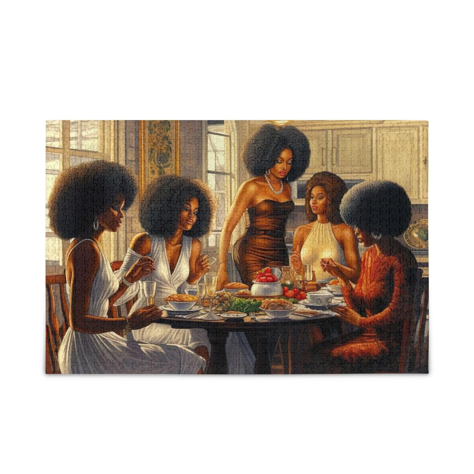 Photo 1 of Puzzles for Adults 1000 Piece African American Black Women Dinner Jigsaw Puzzles Kids Game Toys Gift Home Decor 202b2289