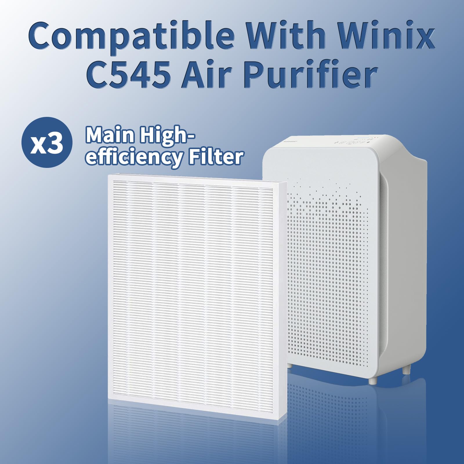 Paquete de 3 filtros de repuesto True HEPA C545 S compatibles con Winix C545, B151, P150, 9300, purificador de aire de repuesto para Winix S parte de filtro 1712-0096-00 y 2522-0058-00