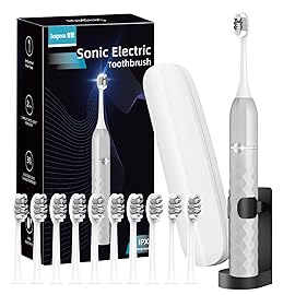 Seapeoa Electric Toothbrush Set, Equipped with 10 Brush Heads and Travel case, IPX8 Waterproof, 2-Minute Timer, 42000 high-Frequency Vibrations, 5 Modes, The First Choice for Gift Giving