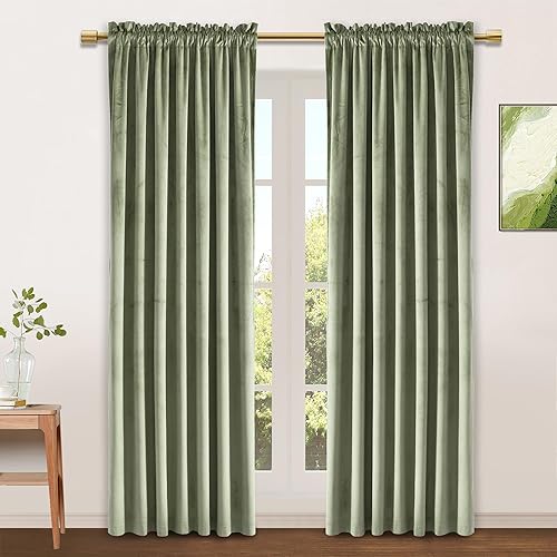 Miniatura 291 de Cortinas de terciopelo JIUZHEN, cortinas opacas suaves de terciopelo retro para dormitorio, cortinas elegantes con reducción de ruido y Rosa