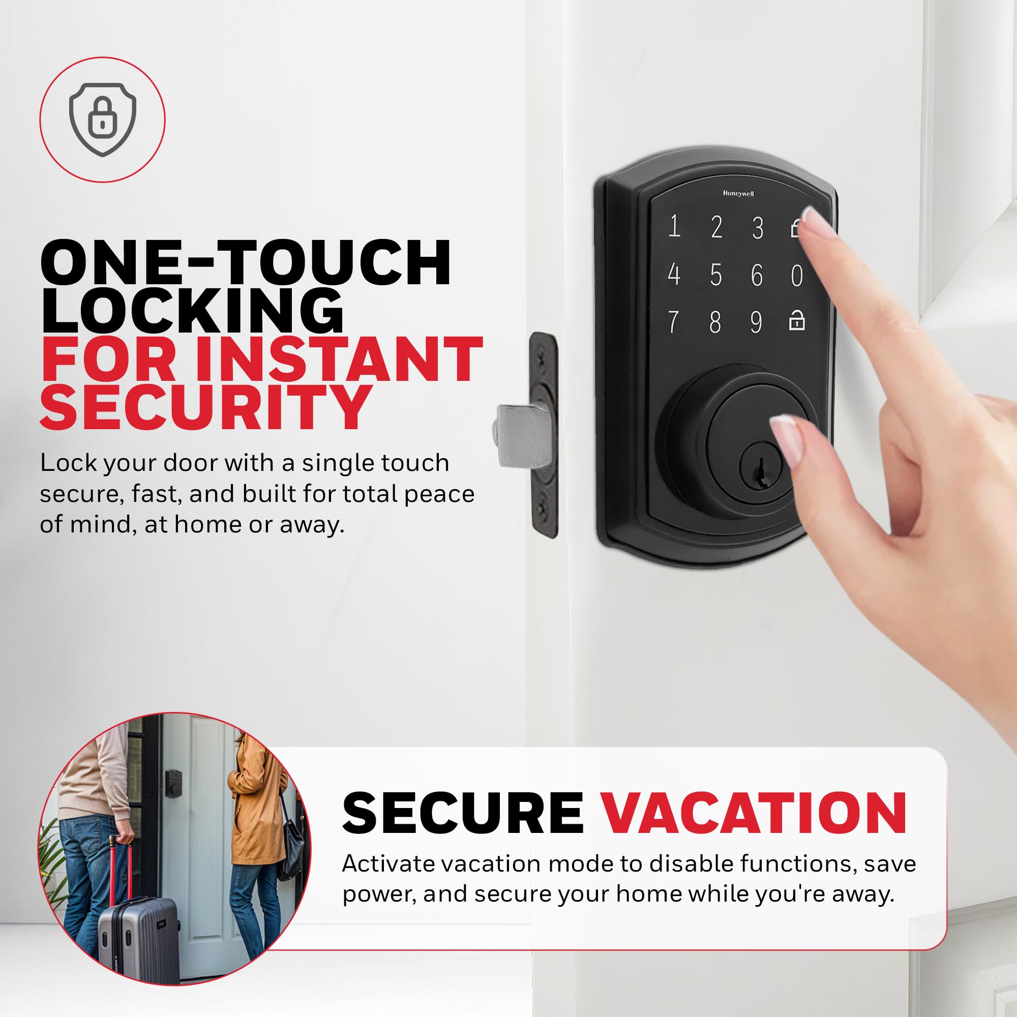 Electronic Door Knob with Touchscreen (8733503) – Honeywell Safes Honeywell 電子デッドボルト タッチスクリーン付き (8733500)。