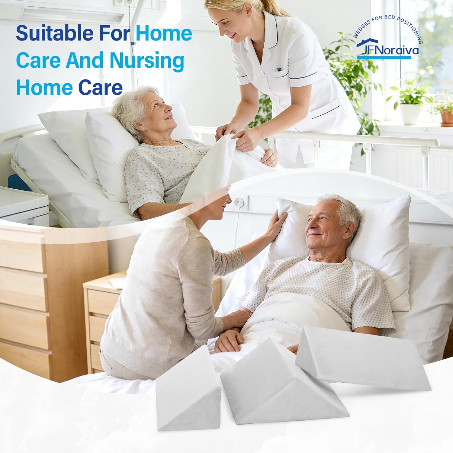 Foam Wedge Positioning（3in1）– 40 Degree Wedge Pillow Set for After Surgery,Wedges for Bed Positioning,Positioning Pillow for Elderly,Adults,Sleeping,Bed Sores,Whole Body,Light Gray Flannel