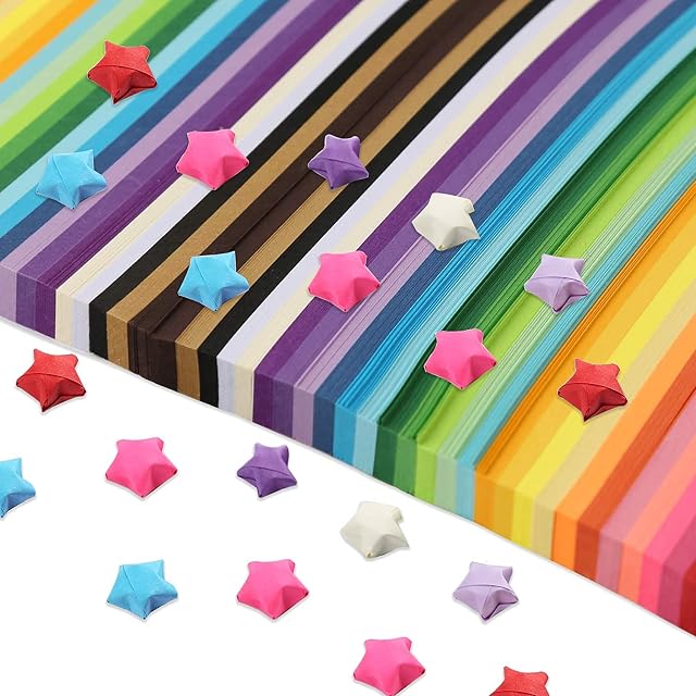 1030 Sheets Star Origami Paper 27 Assortment Color Star Paper Strip Double Sided Origami Stars Paper Solid Color Decoration Paper Strips DIY Hand Art Crafts