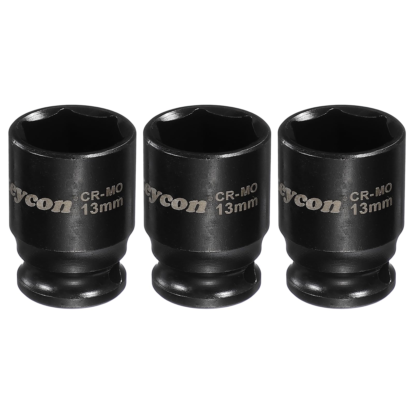 sourcing map 3Pcs 6 Point Shallow Impact Socket 1/4 Inch Drive 13mm Metric Standard Socket Cr-Mo Steel Spindle Axle Hex Nut Bolt Sockets for Auto Machine Repair