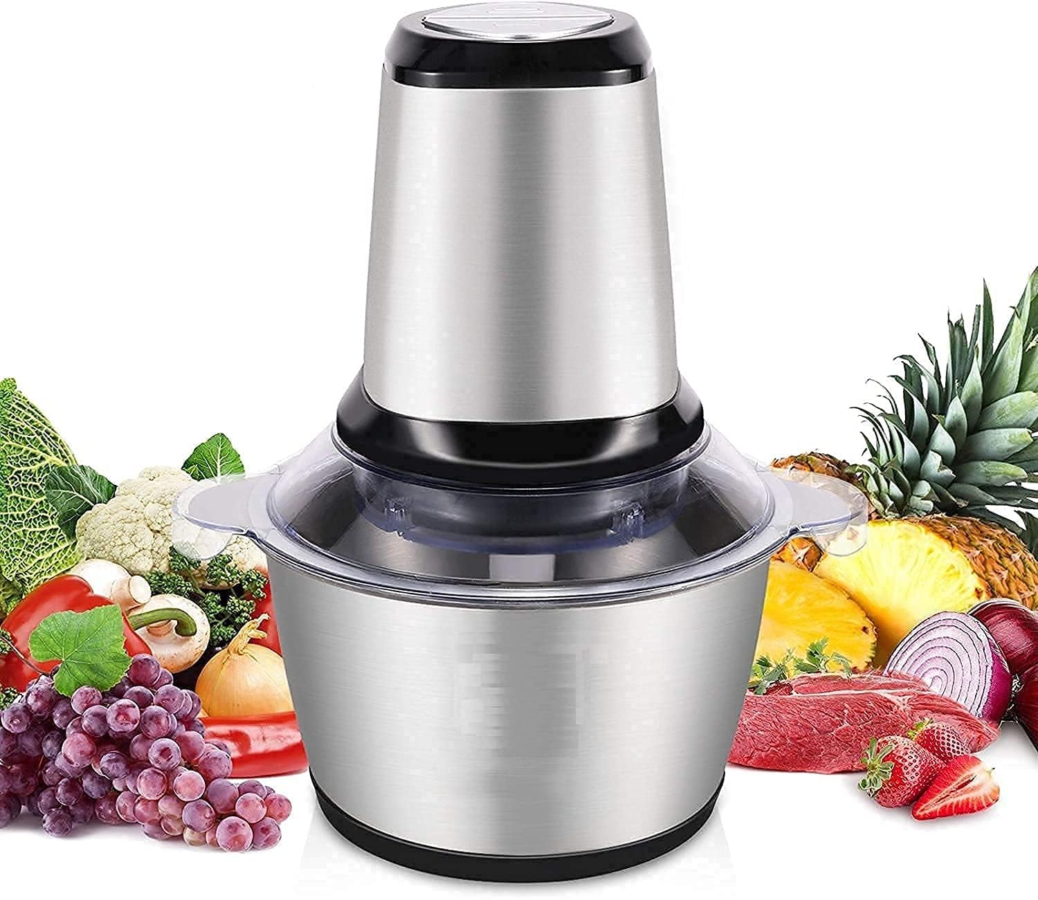 Zipzox Stainless Steel Electric Meat Grinders with Bowl Heavy for Kitchen Food Chopper, Meat, Vegetables, Onion, Garlic Slicer Dicer, Fruit & Nuts Blender (2L, 300 Watts) Zipzox Stainless Steel Electric Meat Grinders with Bowl Heavy for Kitchen Food Chopper, Meat, Vegetables, Onion, Garlic Slicer Dicer, Fruit & Nuts Blender (2L, 300 Watts)