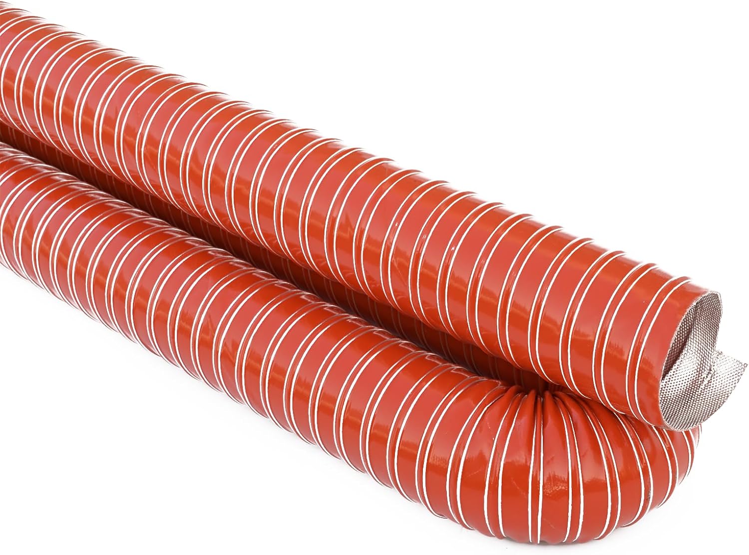 AC PERFORMANCE 2" ID Red Silicone Air Ducting Flexible Brake Induction Pipe, Length 4 Meter (13.3 Feet) and Full 304 Stainless Steel T-Bolt Hose Clamp Working Range 51mm - 57mm (Pack of 2)