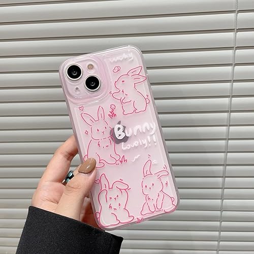 Miniatura 3 de Funda de teléfono para iPhone 13 Pro Max, funda de dibujos animados de conejo rosa transparente en 3D para mujeres y niñas