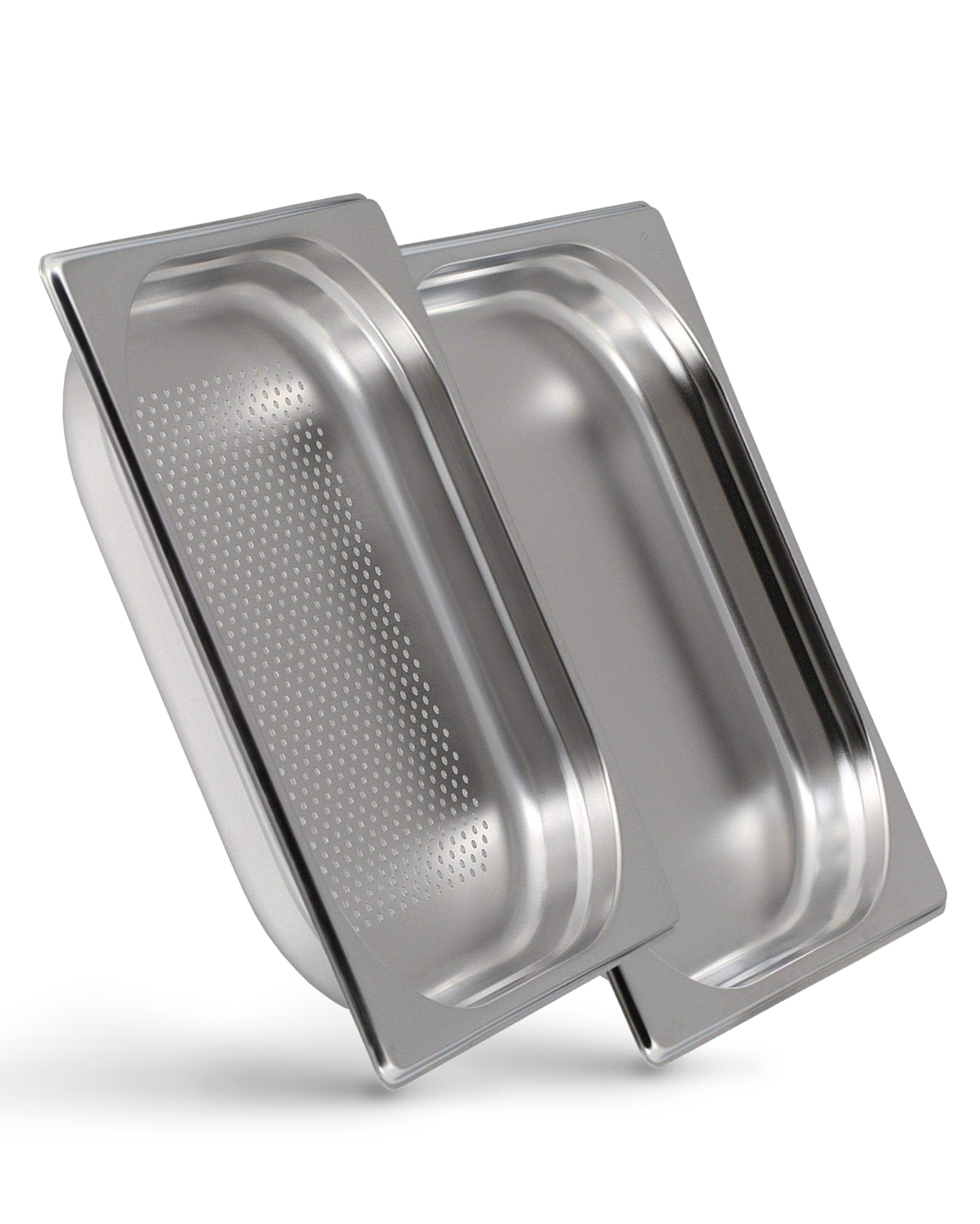 GN Behälter SET :: GN 1/2 40mm, 1x gelocht, 1x ungelocht :: geeignet für Gaggenau/Miele/Siemens/AEG/Elektrolux Dampfgarer (Temperaturbeständig, Edelstahl, Spülmaschinentauglich)