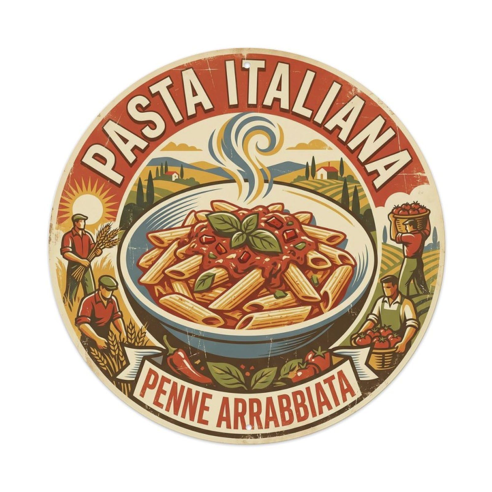 Pasta Variety Silkscreen Italian Food Market Metal Tin Sign