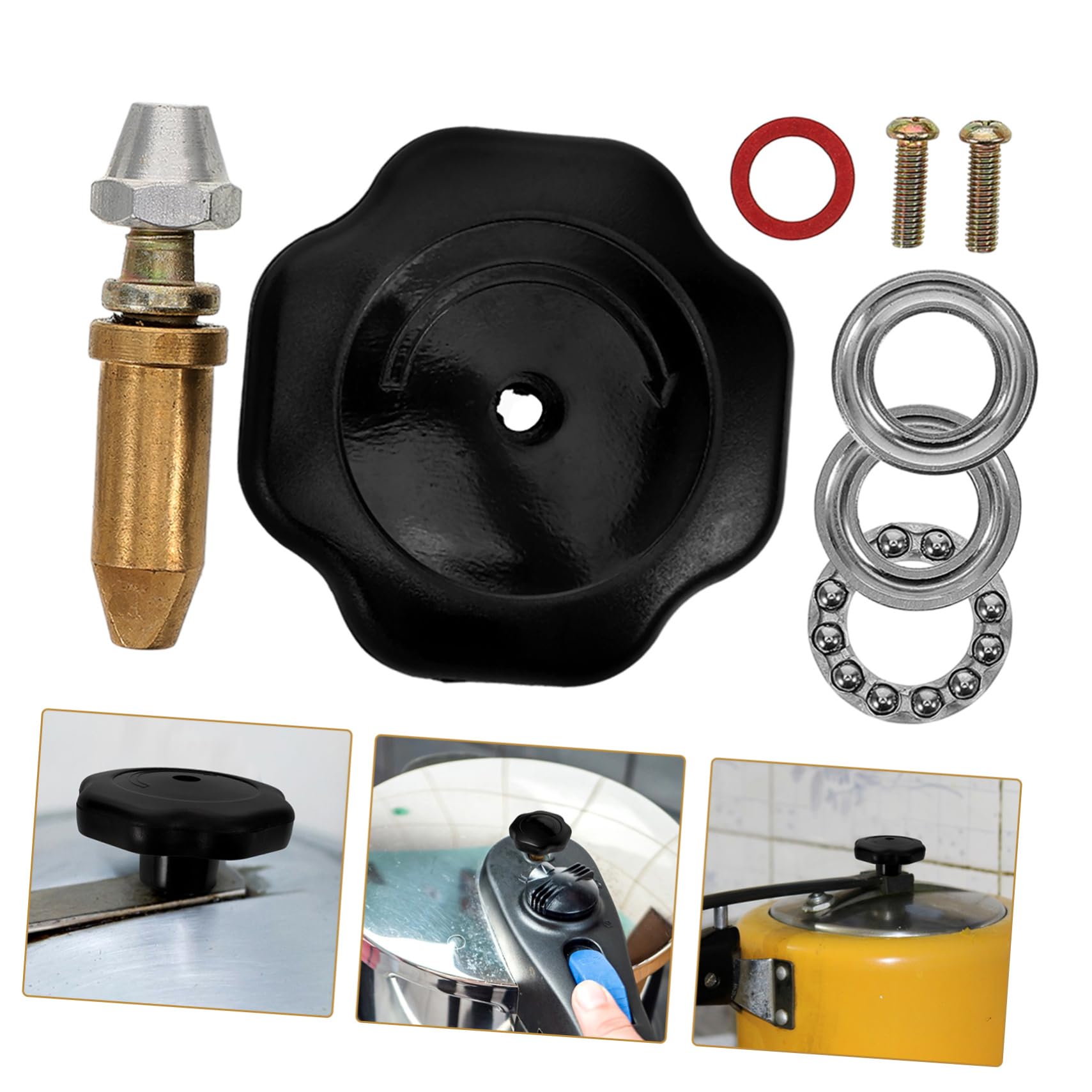 OSALADI 4juegos Válvula De Seguridad para Olla Presión Conjunto De Válvula De Sellado y Escape Compatible Modelos De Olla Presión Resistente Altas Temperaturas Fácil Instalación y