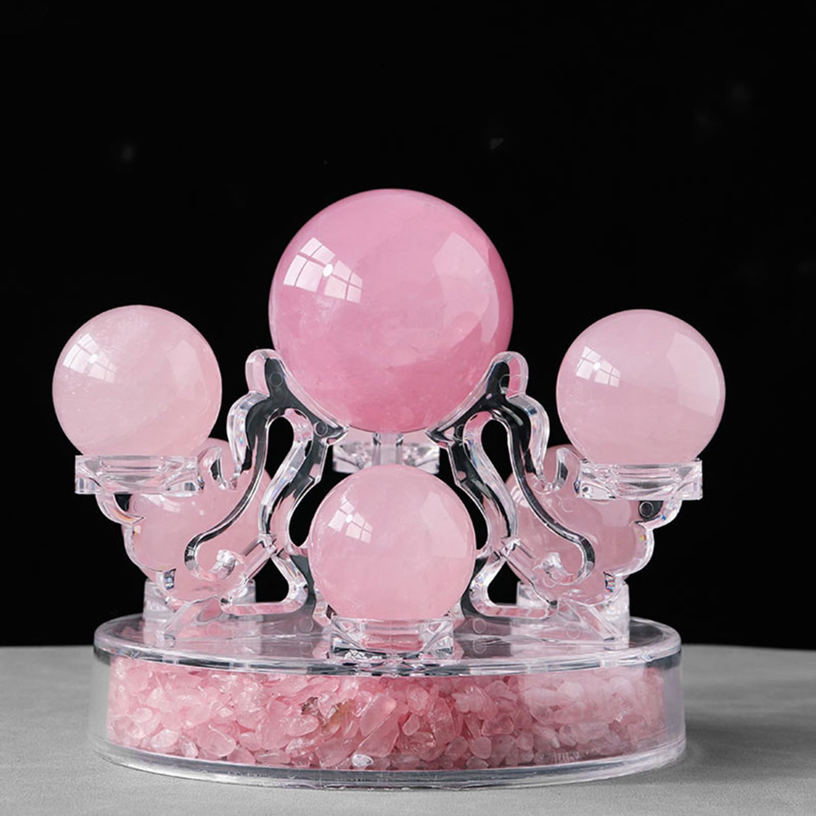 Bola de Cristal Rosa Natural 7 Chakras Energía Piedra Preciosa Estatua Cuarto Esfera Reiki Curación Cristal Rejilla Adivinación Hogar Oficina Decoración Regalo