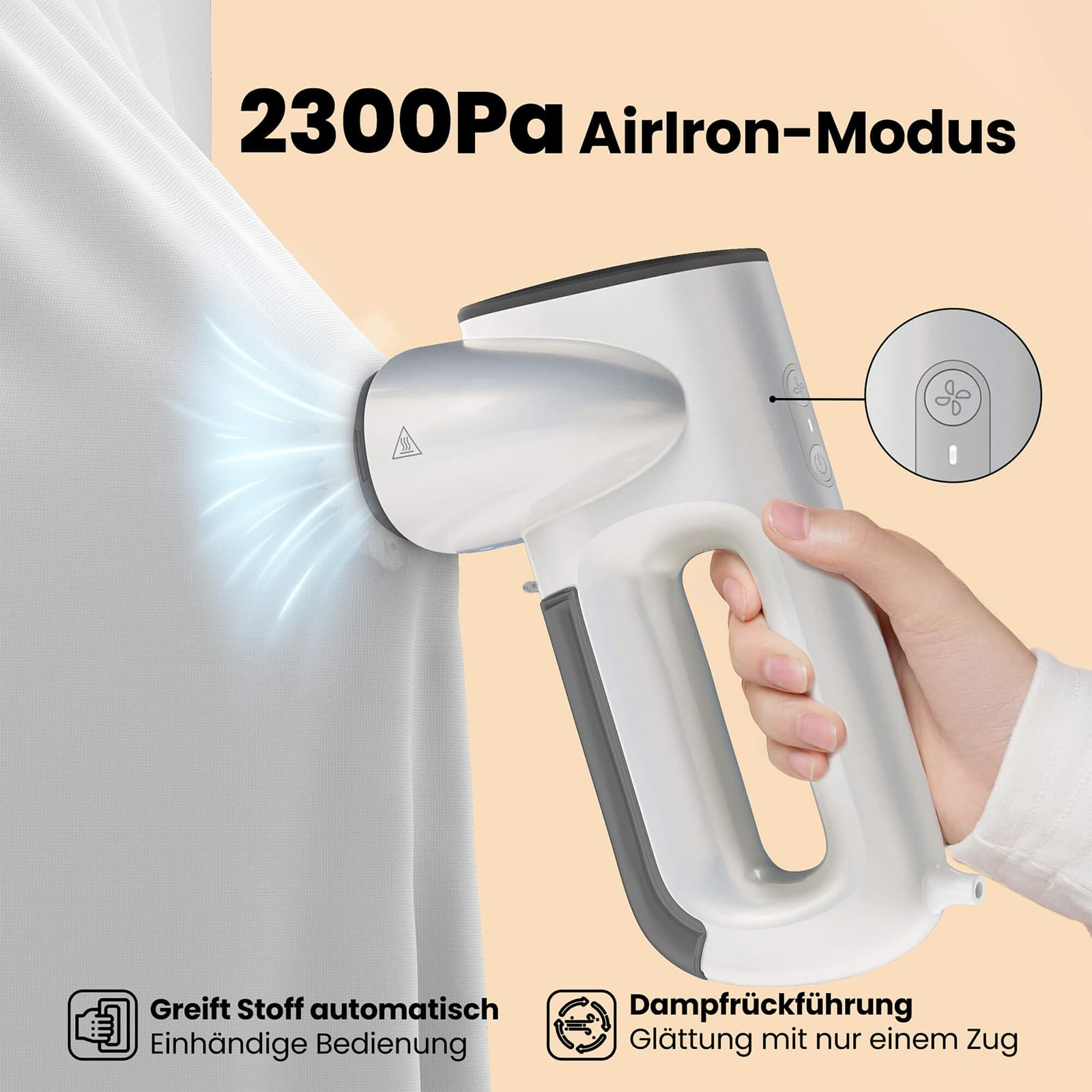 Neakasa Magic 1 Steamer Dampfglätter mit Saugfunktion, tragbarer Reisedampfglätter, 2300 Pa Saugleistung, Großer abnehmbar Wassertank, 30Sekunden Aufheizen, Dampfbügeleisen 2 in 1, (220V-243V)