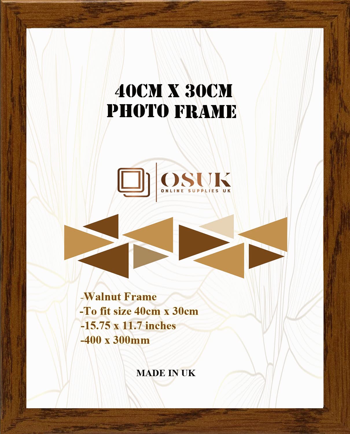 Frame Eazy Walnut Osuk 30X40cm Picture Frame - 40 X 30Cm Photo Frames With Safe Perspex Front & Wall Hanging Hooks - 40Cm X 30Cm Poster Frames