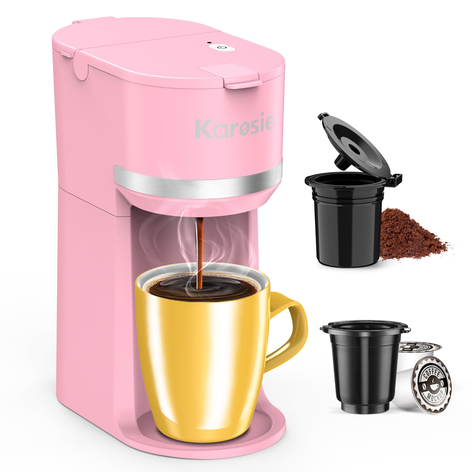 Single Serve Coffee Maker for K-Cup and Ground Coffee Fast Brew 6-12 oz Brew Sizes One Cup Coffee