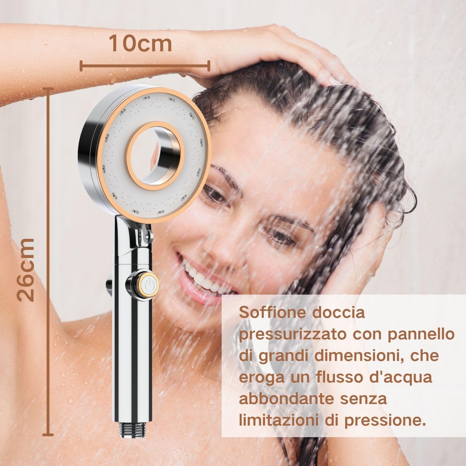 Soffione Doccia Alta Pressione Risparmio Idrico, Doccino per Doccia, Accessori Bagno, Soffione Doccia Regolabile in Tre Posizioni, Telefono Doccia Universale Facile da Installare, Argento
