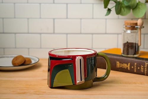 Miniatura 28 de Silver Buffalo Star Wars The Mandalorian Grogu - Taza de cerámica con tapa de rana esculpida, 18 onzas