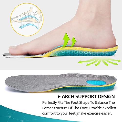 Miniatura 5 de Lilystar Plantillas deportivas para hombres y mujeres, plantillas de gel, absorción de impactos y soporte de arco medio, suela interior cómoda y