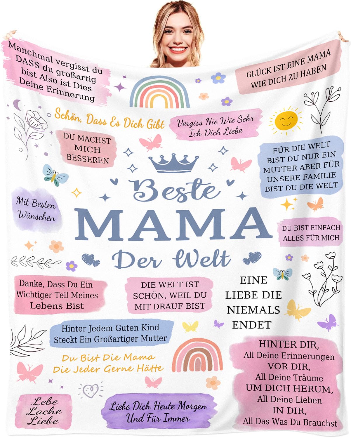 ARRITS Geschenk Decke An Meine Mama von Tochter Sohn | Personalisiert Muttertag Geburtstagsgeschenk für Mutter Flanelldecke Wohndecke Sofadecke, Kuscheldecke Mama Geschenkideen für Weihnachten