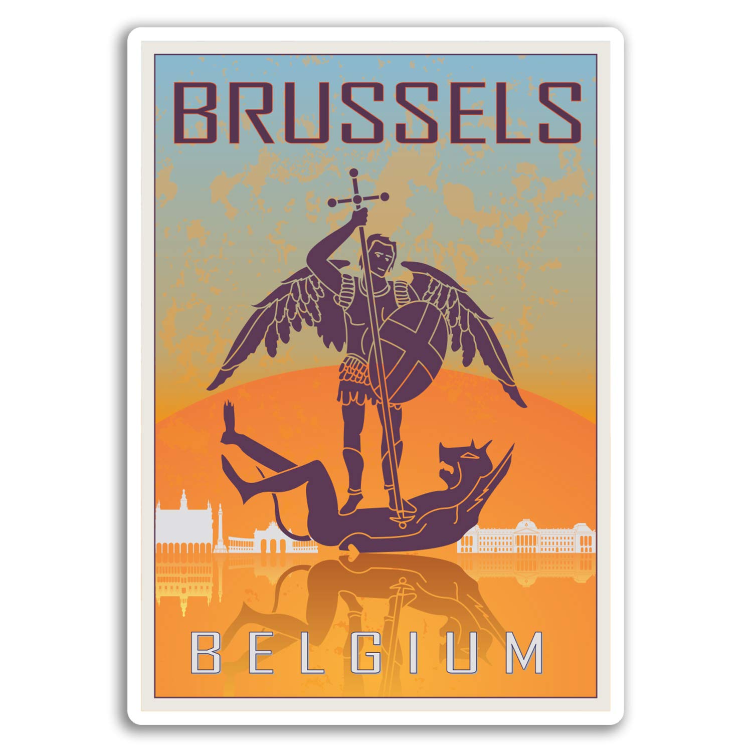 Destinationvinyl Multicolor 2 X 10Cm Brussels Belgium Vinyl Stickers Sticker Car Luggage Travel #19004 (10Cm Tall)