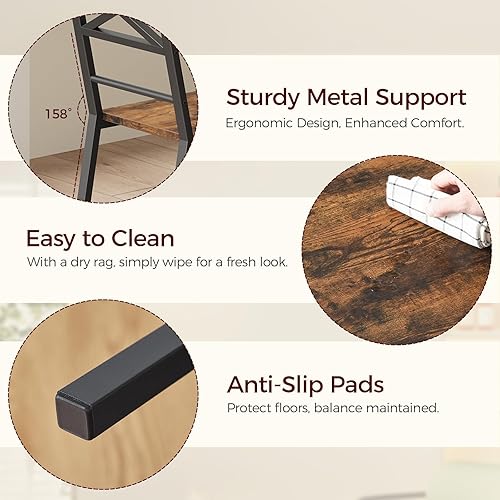 Miniatura 7 de Juego de 4 sillas de comedor, sillas de cocina de madera rústica con respaldo, sillas de comedor estilo granja para cocina, silla de estilo