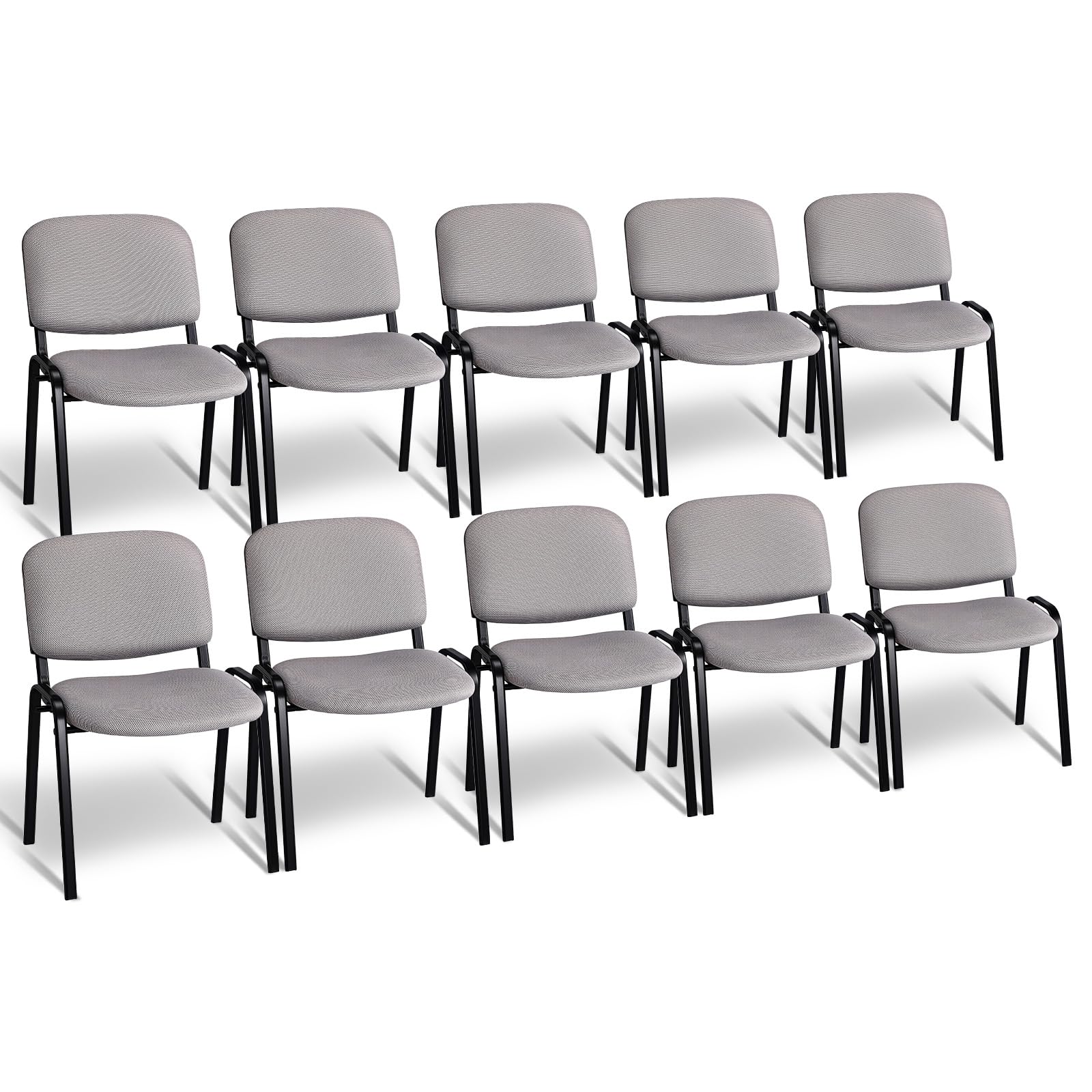 VINGLI 10-Pack Waiting Room Chairs, Stackable Chair for Office, Mesh-Grey