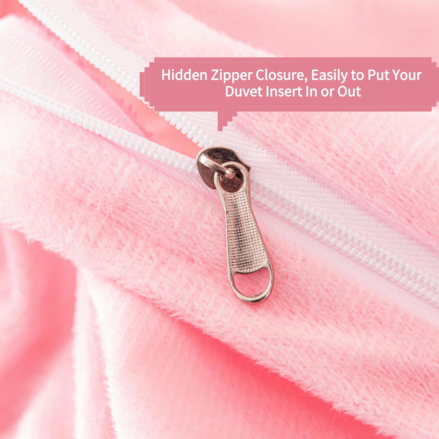 RYNGHIPY Plush Shaggy Bedding Set for Kids Girls Faux Fur Fluffy Velvet Duvet Cover Set Pink Tie Dye Gilrs Bed Set Furry and Soft (Tie Dye Pink,Twin) - Image 8