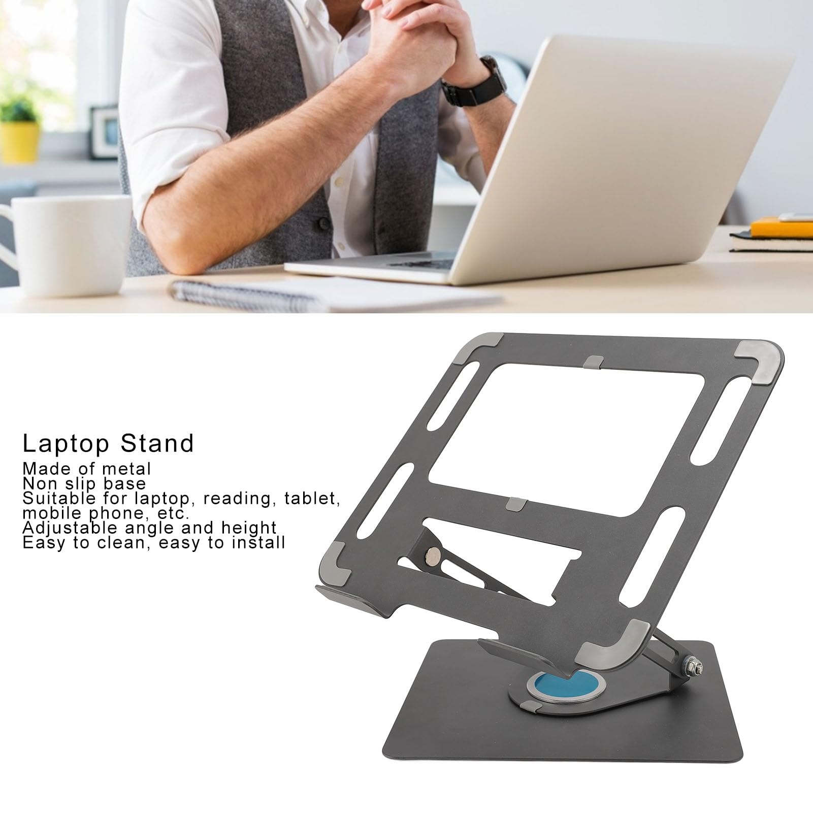 Support pour Ordinateur Portable pour Bureau à Hauteur Réglable, Support pour Ordinateur Portable, avec Angle et Hauteur Réglables, Base Antidérapante, s'adapte à Les et