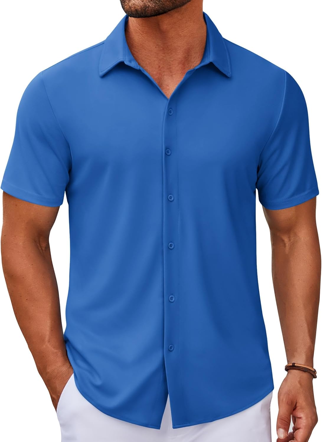 COOFANDY Men's Casual Button Down Short Sleeve Shirts Untucked Wrinkle Free Shirt Stretch Dress Shirts