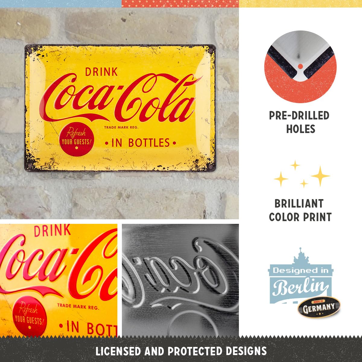 Coca-Cola レトロサイン 直径約40cm Amazon.com: Nostalgic Art Retro Tin Sign – Coca-Cola – Logo Yellow