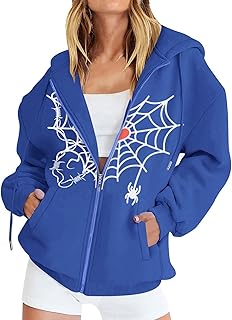 Gkojhj Sweatshirt Jacket Women's with Hood, Zip Up Hoodie Casual Warm Hoodie with Zip Harajuku Streetwear Hoodie Long Sleeve Hoodie Teenager Girls Autumn Hoodie